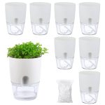 Planterhoma Self Watering Pots for Indoor Plants, Flower Pots Outdoor, 8 Pack 32 inch Small Self Watering Planter, Plant Pots with Decorativ, White