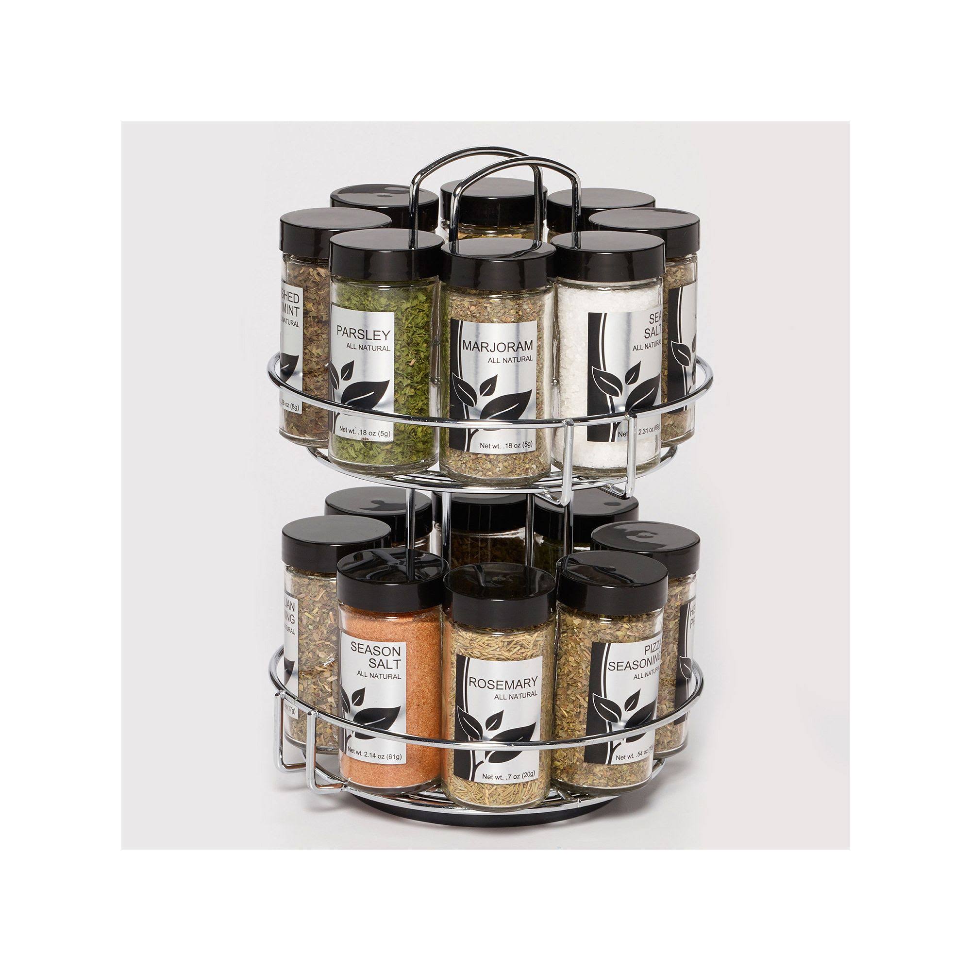 581d522fe20e8a5ca7a7c2fe7d187b49dfd418e410a980da45f84728ca8ccbc7.jpg Kamenstein 16-Jar Revolving Chrome Wire Spice Rack - Image 1