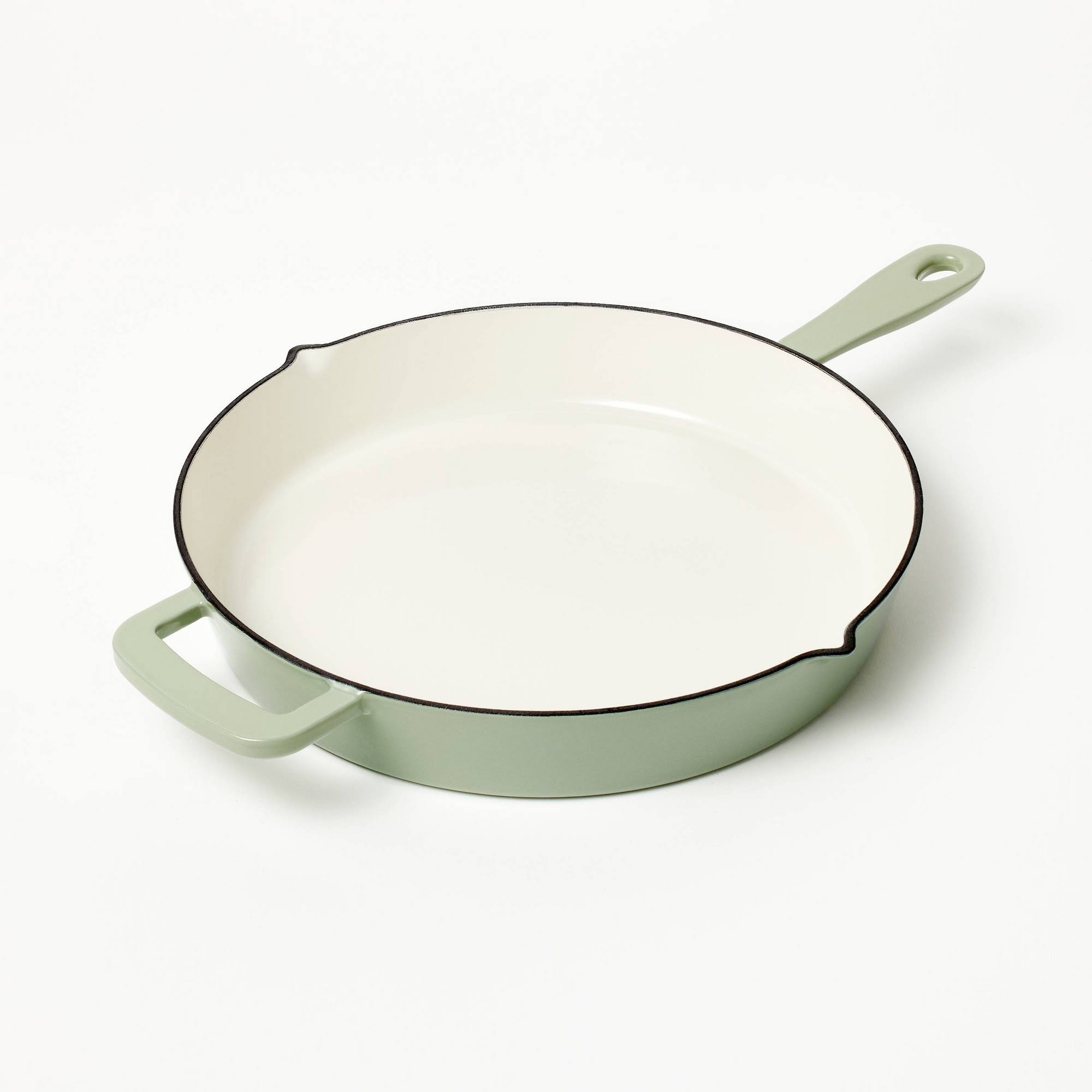 583ecbcdf849915791b6c79b62cf6ed15a089637fe77d59a1bbbb3f3b3ca918e.jpg 12" Enamel Skillet Sage Green - Figmint - Image 1