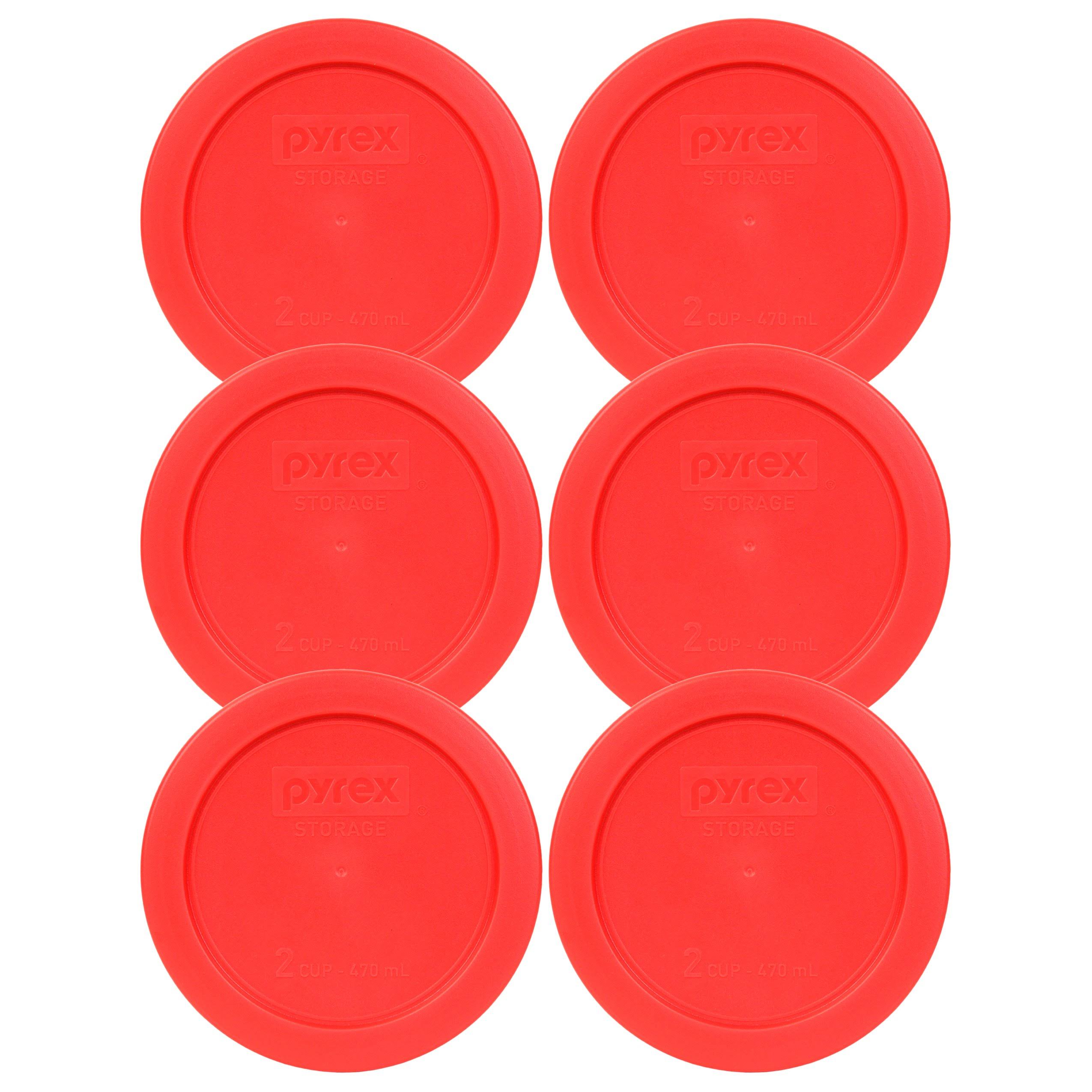 5865a3a76e3bad48f347b65e65ac69dd9319edfb8dcfc3f2c3a1249d38d26d76.jpg Pyrex 7200-PC Red Round 2 Cup Storage Lid for Glass Bowl (6, Red) - Image 1