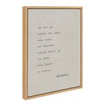 Kate and Laurel Sylvie Emerson Quote Framed Canvas Wall Art by Saint and Sailor Studios, 18x24 Natural, Neutral Tan Inspiration Quote Art for Wall