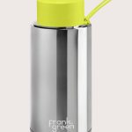 Frank Green Chrome Ceramic Reusable Water Bottle with Straw Lid, 34oz Capacity (Chrome Silver - Neon Yellow Lid)