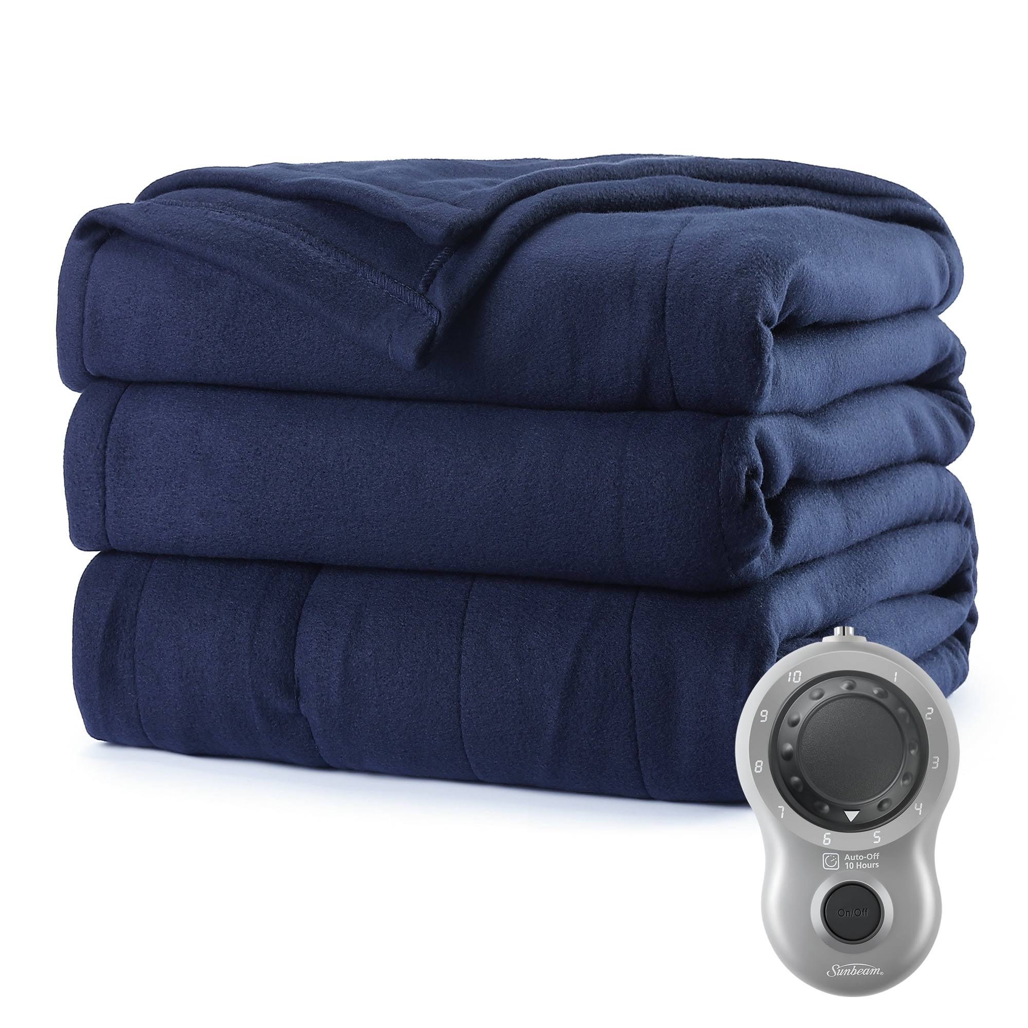 58b13e39eef6e9e5716314453068cd2f34766c3197b0a87886e225e5a6e1c99b.jpg Sunbeam Heated Electric Blanket, Bedding, Full, Fleece, Poseidon Blue - Image 1
