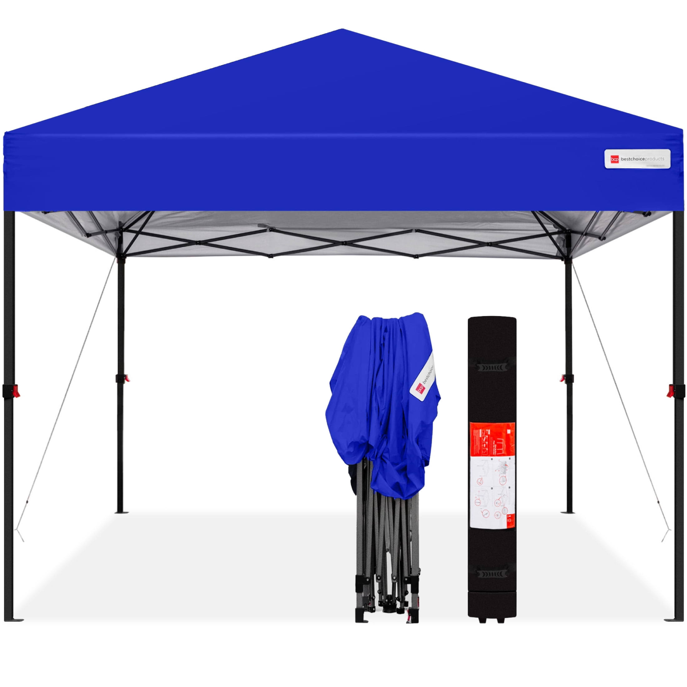 58b69c1dc27c8941614ed170cb73c816f4304254fe034e7e5646dbefc724a2b7.jpg Best Choice Products 10x10ft Easy Setup Pop Up Canopy Instant Portable Tent w/ 1-Button Push, Carry Case - Resort Blue - Image 1