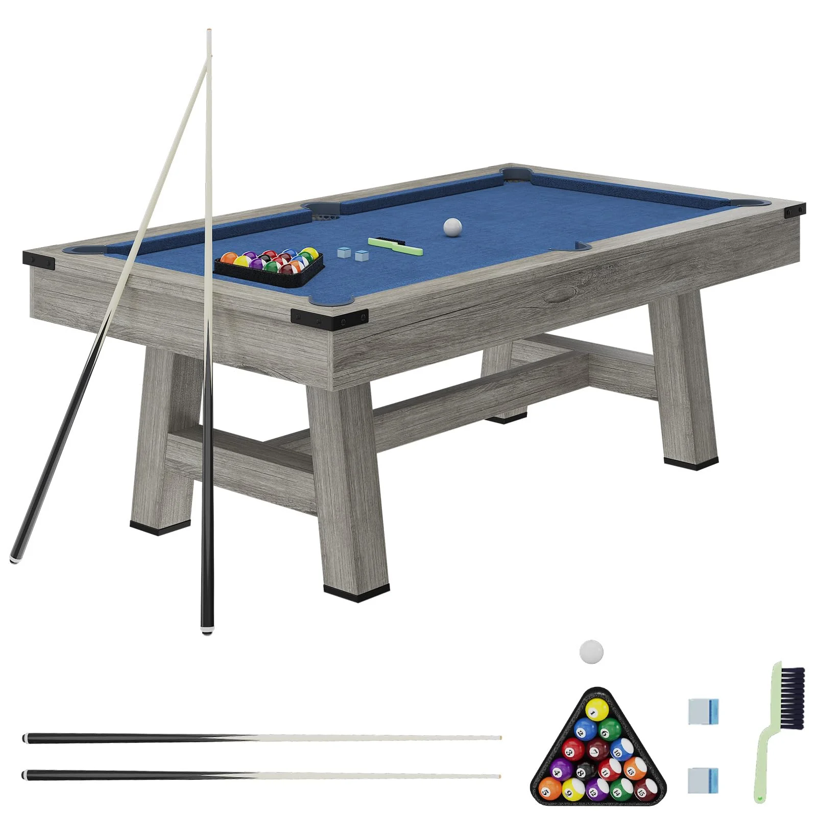 58bdf561574300756f7e54a9de634efaf8fcd2e38a6ca1129c777cad4a538747.webp AECOJOY 7FT Pool Table with Wood Finish Billiard Tables, Professional Style Billiards Game Room Table Set - Image 1