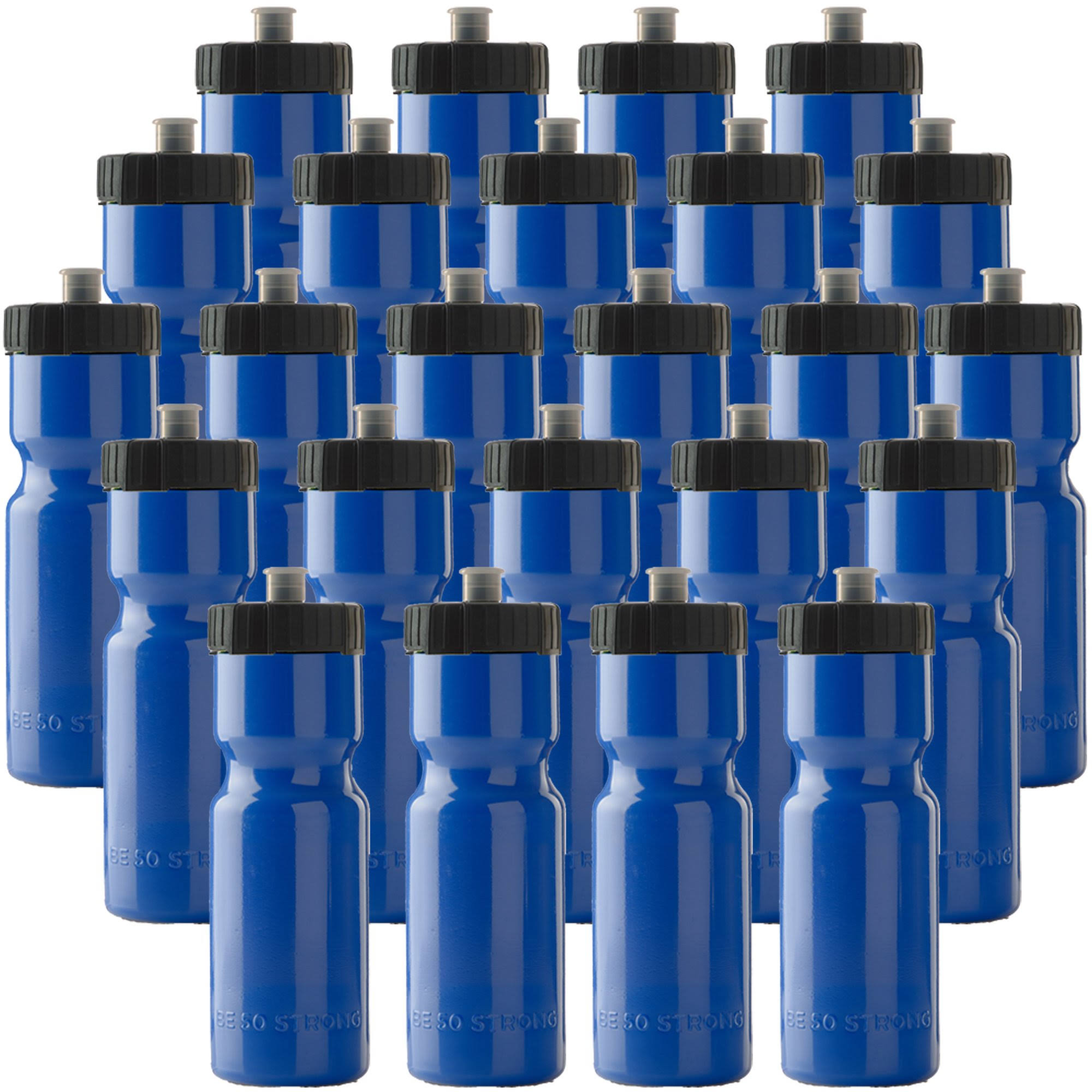 58ca2263a6d2ebf69226d441df7dd5cba789da6d20c23fb9b4d161072f972460.jpg 50 Strong Sports Squeeze Water Bottle Bulk Pack - 24 count - 22 oz. BPA Free - Blue/Black - Image 1