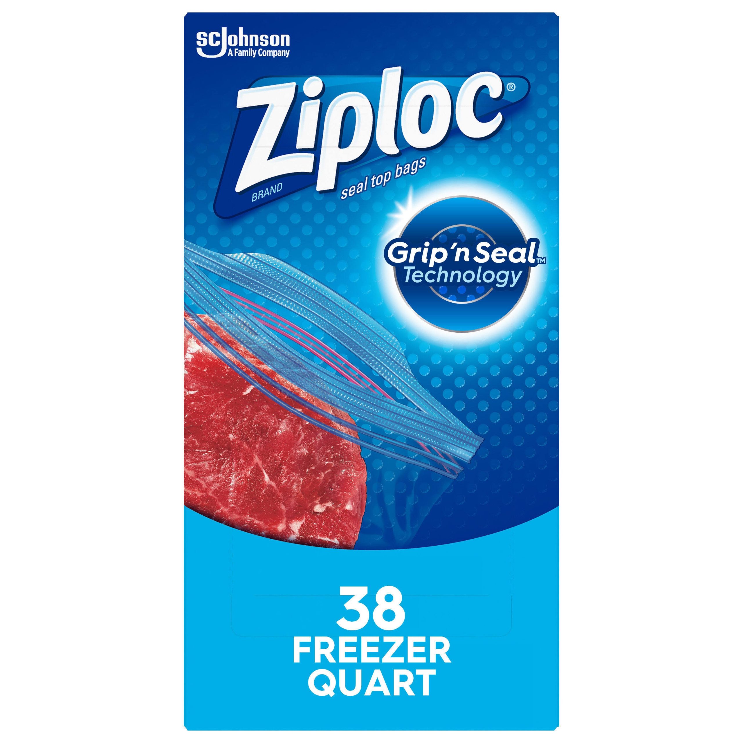 58e7e2b08afacb54cc85a6a785e5929c260d644e83355fa84af3b2922c726bf0.jpg Ziploc Double Zipper Freezer Bags - 38 count - Image 1