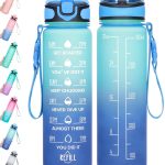 MEITAGIE Water Bottle 32oz with Straw, Motivational Water Bottle with Time Marker & Buckle Strap,Leak-Proof Tritan BPA-Free, Ensure You Drink Enough