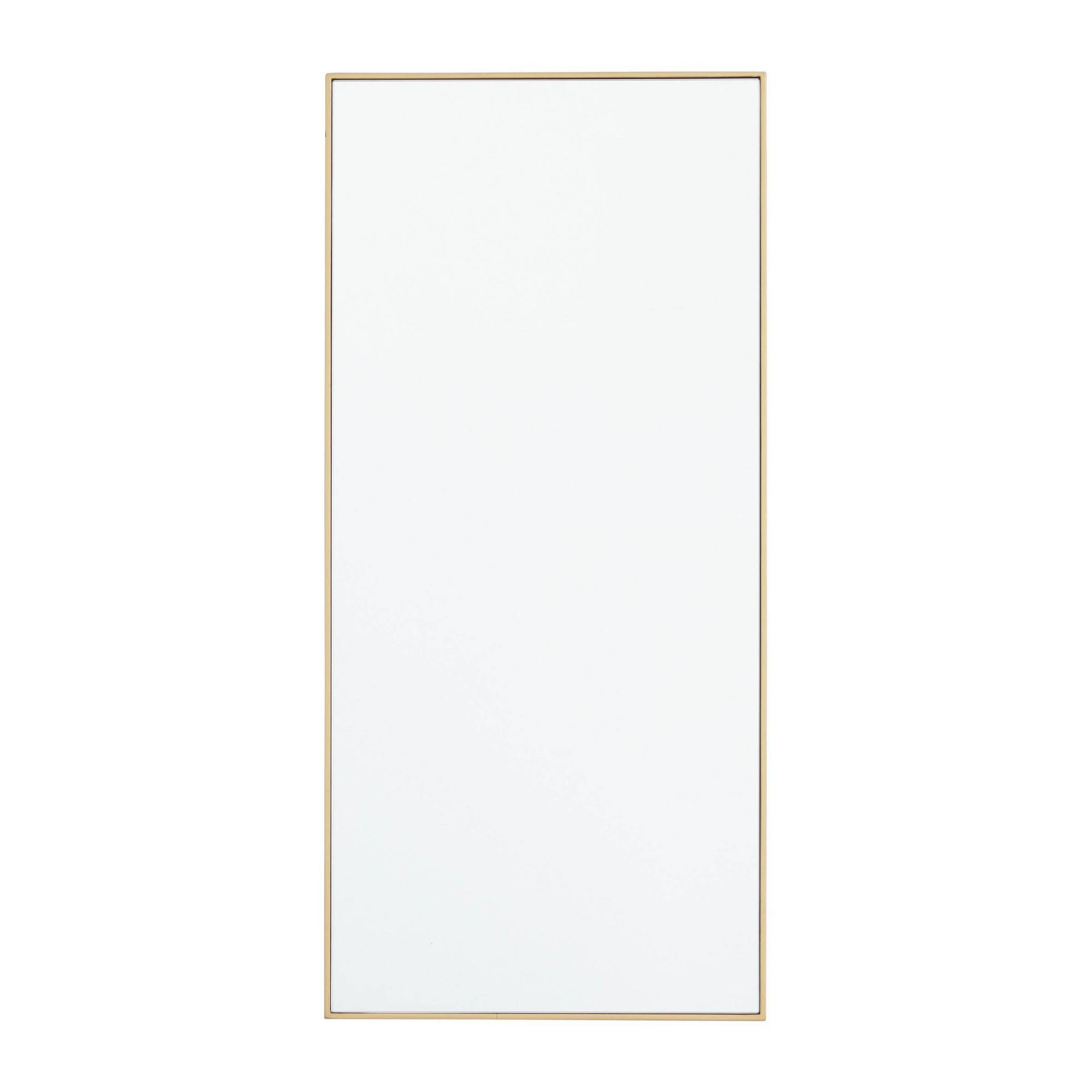 592100f6f2869ec45e88ab86fd2597601fb527f0974a0a1e0cfad42755c77728.jpg Wood Wall Rectangle Wall Mirror with Thin Frame Gold - Olivia & May - Image 1