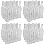 North Mountain Supply 750ml Glass Bordeaux Wine Bottle Flat-bottomed Cork Finish - 48 Bottles (4 Cases of 12) - Clearflint