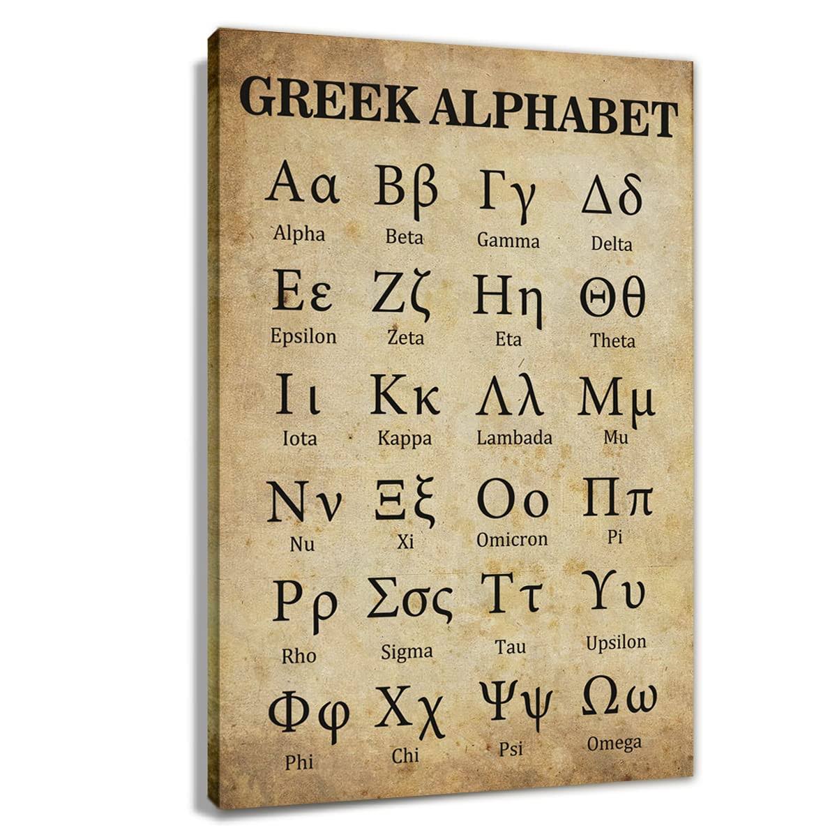 59852099e8527c4c91f3fa21629f4d81de114241ffc790a66716554ef7498513.jpg Greek Alphabet Wall Art Canvas Prints Retro Posters for Classroom Learning Painting Modern Ancient Letters Decor for Bedroom Framed Size 12x18 Inch( - Image 1