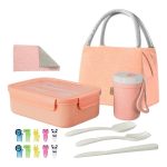 ZMYGOLON Bento Box for kids,1100ml Leak-Proof Bento box,moms Choice Kids Lunch Box,Cute Fruit fork,cleaning cloth,nutrition cup,lunch Bag