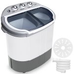 Pyle Compact Home Washer & Dryer, 2 in 1 Portable Mini Washing Machine, Twin Tubs, 11lbs. Capacity, 110V, Spin Cycle w/Hose, Translucent Tub