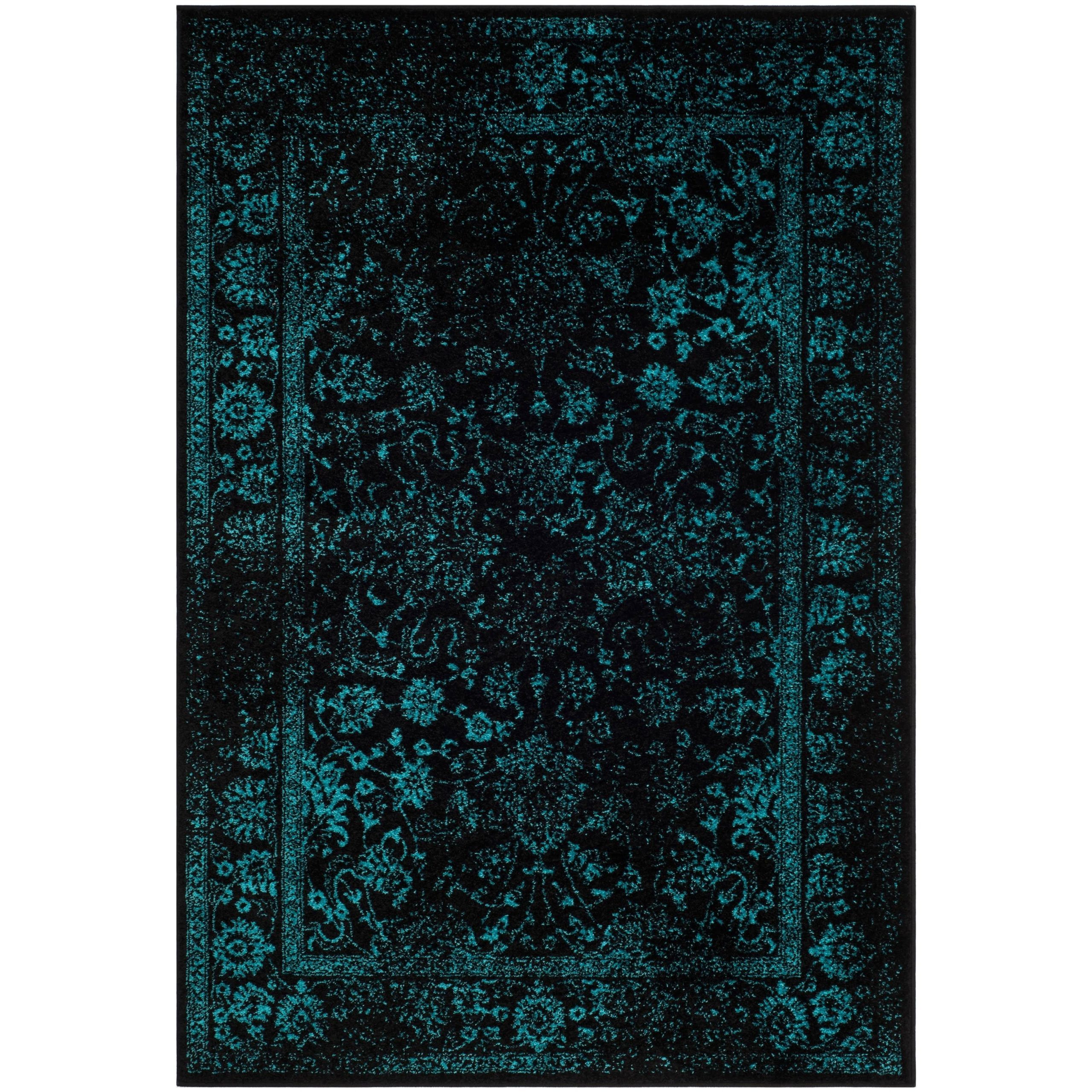 59d44dd8187733c5819ddc50d85c64685f14bbb31b7a35ceaa003829bb226b63.jpg Safavieh Adirondack Collection ADR109K Black / Teal Rug - 8' Square - Image 1
