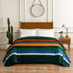 Pendleton Bedding | Pendleton King Size Sherpa Fleece Blanket Evergreen Stripe Nwt | Color: Green | Size: King | Longbeachposh's Closet