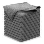 USANOOKS Microfiber Cleaning Cloth Grey - 12 Packs 16 inchx16 inch - High Performance - 1200 Washes, Ultra Absorbent Towels Weave Grime & Liquid for