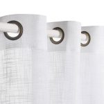 VOILYBIRD Palma White Linen 108 Inches Long Semi Sheer Curtains Set of 2 Panels Bronze Grommet Top (52W x 108L, White)