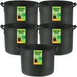 LotFancy Grow Bags 20 Gallon, 5-Pack, Thickened Nonwoven Fabric Pots with Reinforced Handles, Heavy Duty Aeration Planter Bags for Vegetables