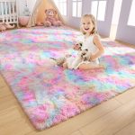 AROGAN Soft Rainbow Area Rugs for Girls Room 5x8 Feet, Fluffy Girls Bedroom Rugs, Princess Rug, Cute Colorful Carpet for Kids Teens Nursery Toddler,
