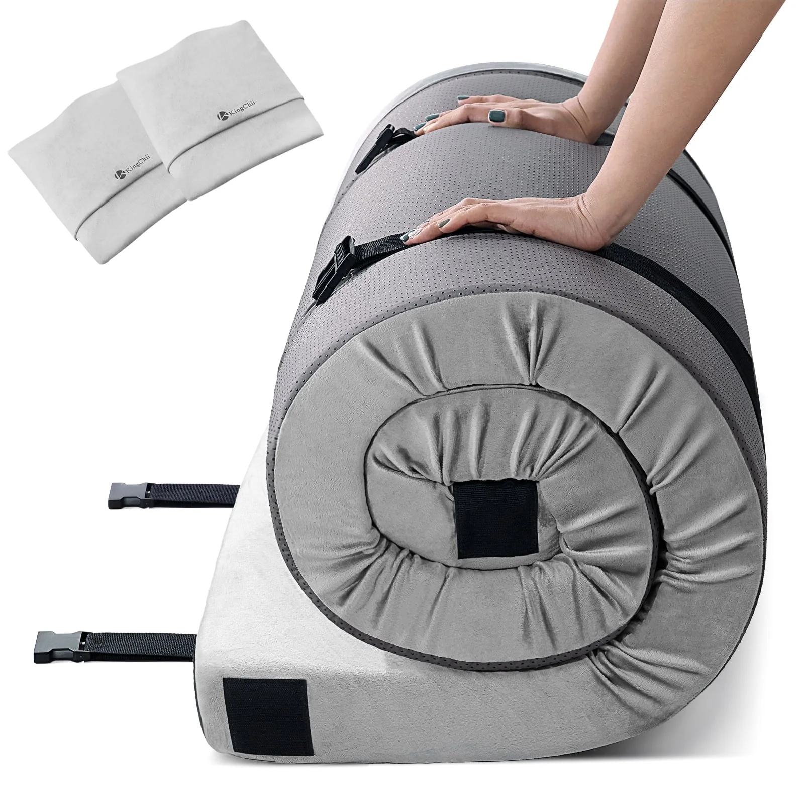 5a36e691d2074cfb29acc8a9e10817c0b6d0622882c0d9b46c369eb9639f73a7.webp Kingchii Certipur - US 3" Thick Memory Foam Camping Mattress, Sleeping Bed for Kids Adults, Portable Roll up Sleeping Mats with Removable Waterproof Mattress Topper Travel Bag - Image 1
