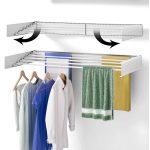 Wall Mounted Drying Rack, 31.5" Wide, 13.2 Linear ft, 100% Aluminum Rods Space Saving Clothes Drying Rack with Wall Template for Indoor & Outdoor