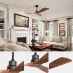 52" and 60" Noiseless Walnut Wood Ceiling Fan with Remote Control,Light Integrated Optional - 52 inch - 52" Ceiling Fan Without Light