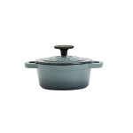 Smith and Clark Cast Iron 1 Quart Enamel Dutch Oven - Teal
