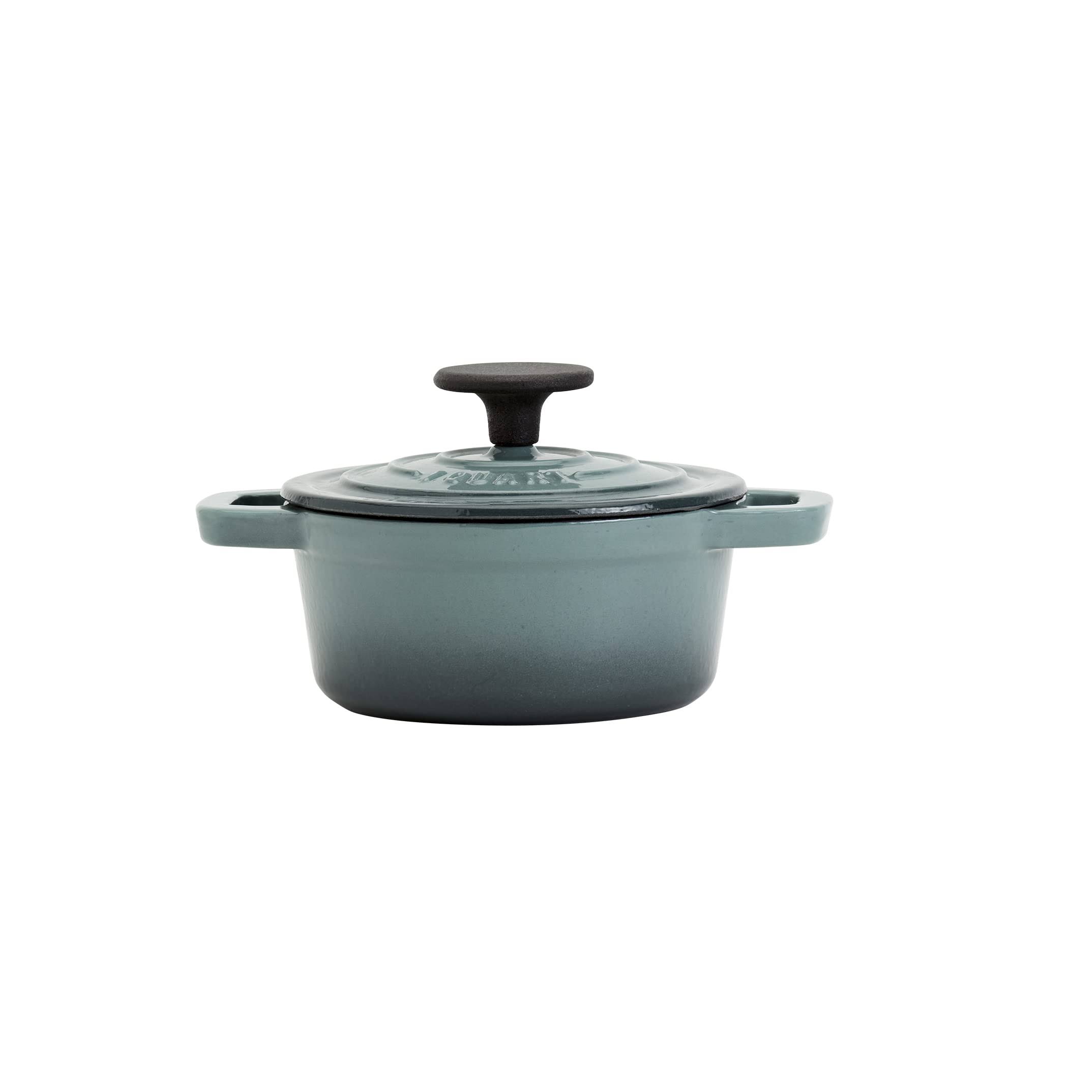 5a4c2c7225d1697cd8ecc8757523ab1bcf98c1fb1d022583297406b8cc3d3970.jpg Smith and Clark Cast Iron 1 Quart Enamel Dutch Oven - Teal - Image 1