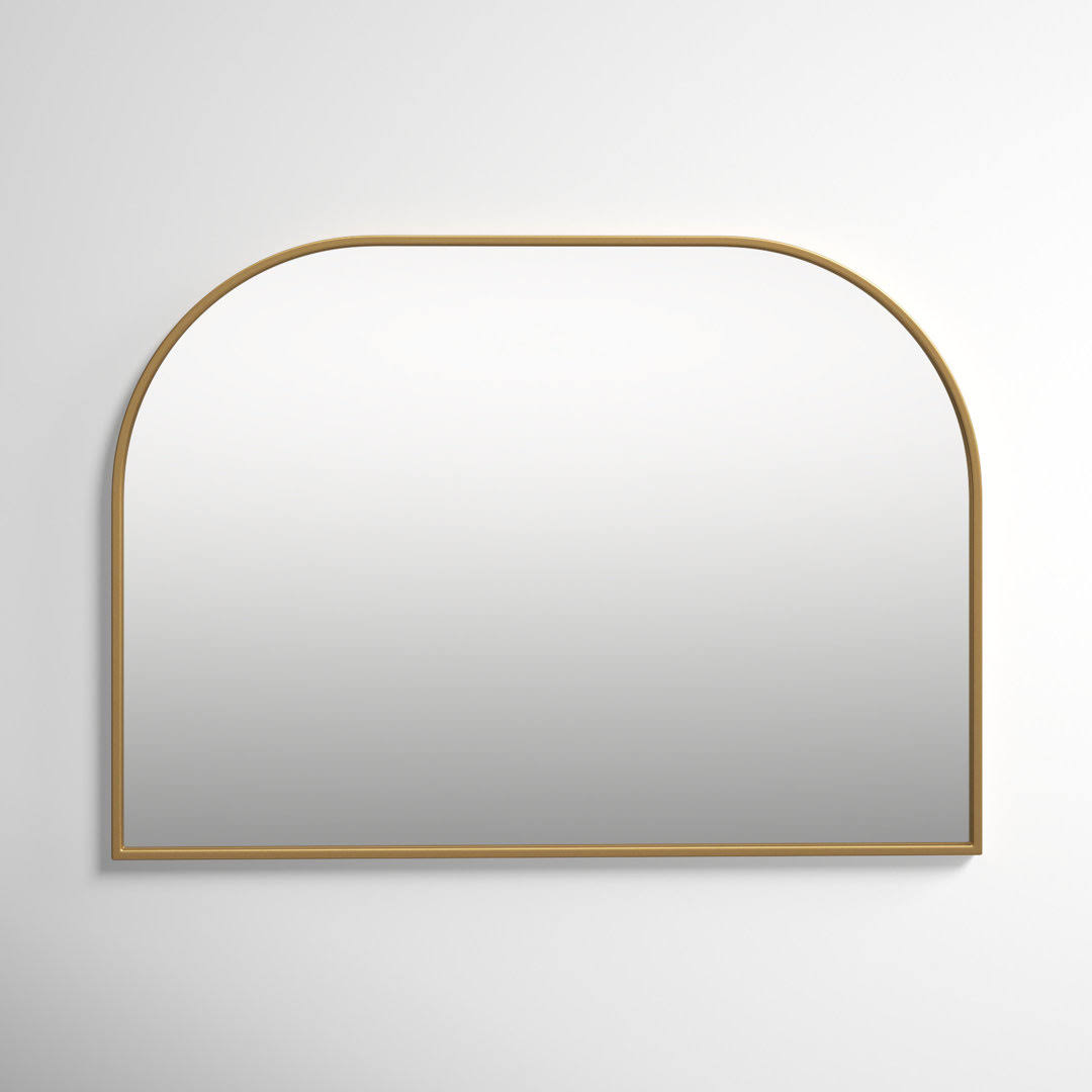 5a77984761dc6356b4fdb579a8edff37dc3365294a8317e090cf1cb22514fe27.jpg Sabine Metal Wide Arch Wall Mirror Finish: Brass, Size: 30" x 42" - Image 1