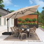 10 ft. x 13 ft. Patio Cantilever Umbrella Aluminum Offset Umbrella with 360�� Rotation for Garden Deck Pool Beige