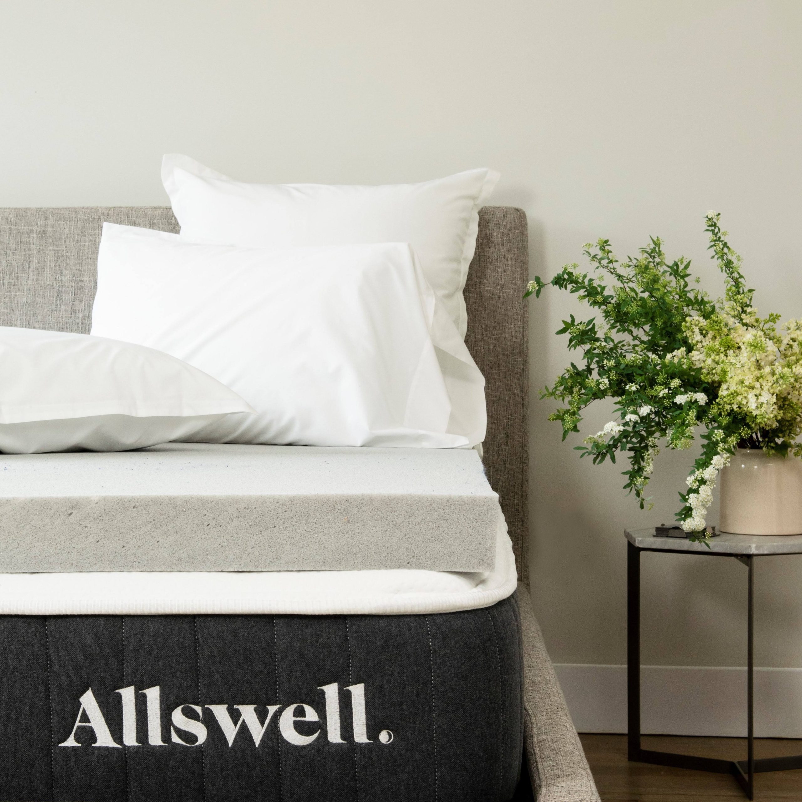 5a8c216c3b3274dae249043c7e11a2ff28c08aabff68db069c07e9e05c221b64.jpg Allswell 3" Memory Foam Mattress Topper Infused with Graphite - Twin - Image 1