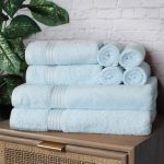 Superior Egyptian Cotton Absorbent 8-Piece Medium Weight Towel Set - Light Blue
