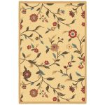 Ottomanson Ottohome Collection Beige Floral Garden Design Non-Skid Area Rug (3'3"X5'0")