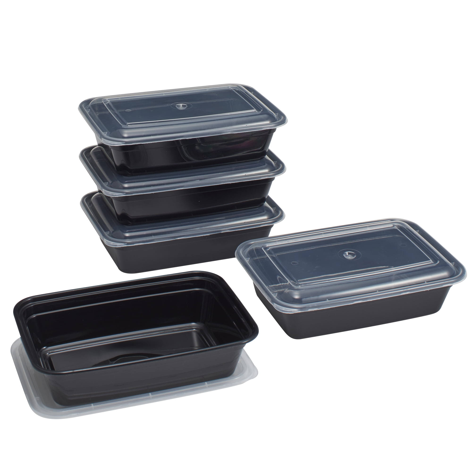 5ad1c726b1515ad6326f6e8f33e7c33908bc5ed9436197e5652bfc73adc25d83.jpg Mainstays Meal Prep Food Storage Containers, Rectangle, 5 Count, Size: NA, Black - Image 1