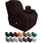 JIVINER Newest Design 4-Piece Recliner Chair Covers Recliner, Dark Coffee