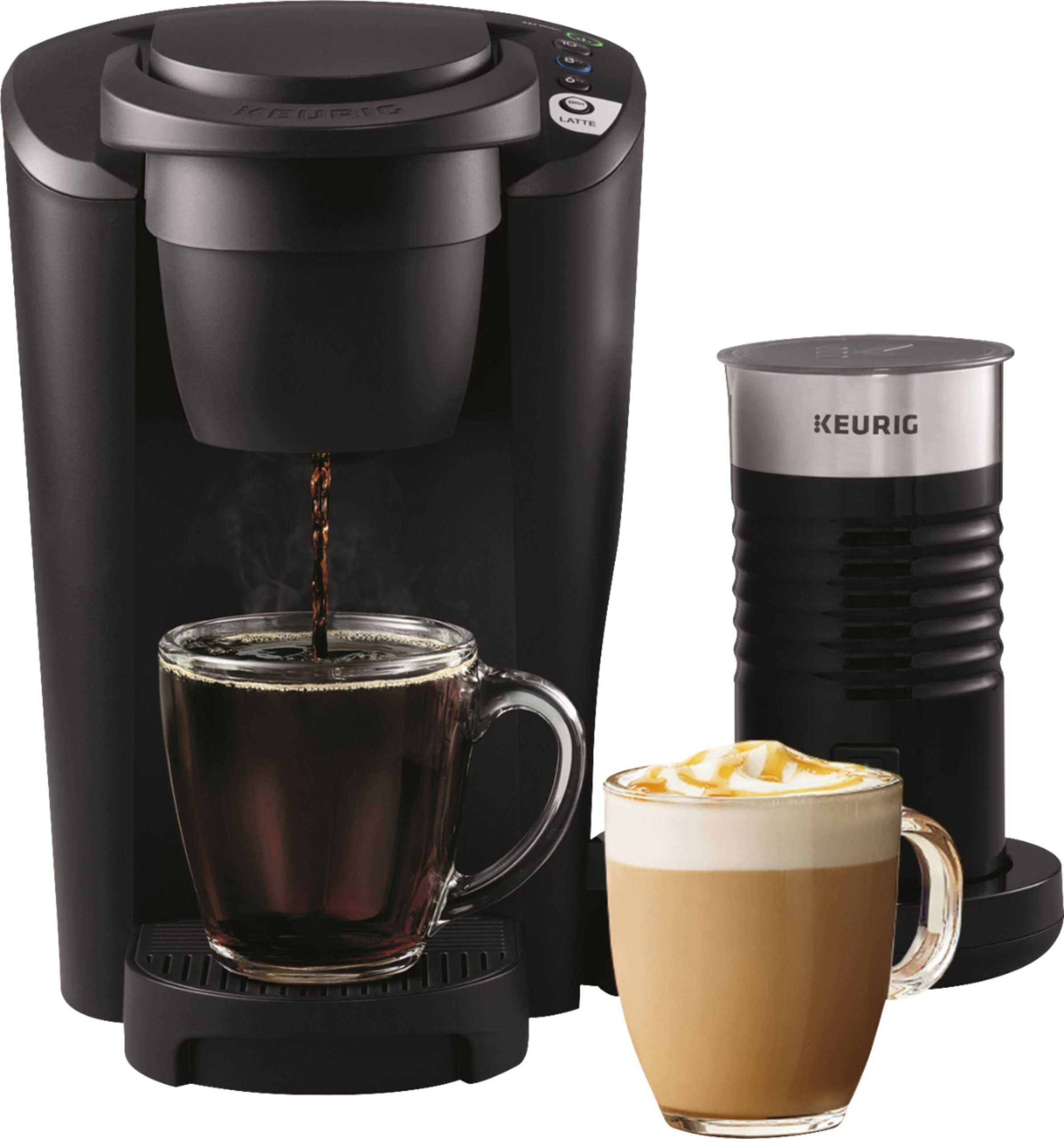 5aeb6e8132be3d3371240d638521e2222f8f361fa1bb107e10c29c770c2b1920.jpg Keurig K-Latte Single Serve K-Cup Coffee and Latte Maker, Comes with Milk Frother, Compatible With all Keurig K-Cup Pods, Black - Image 1