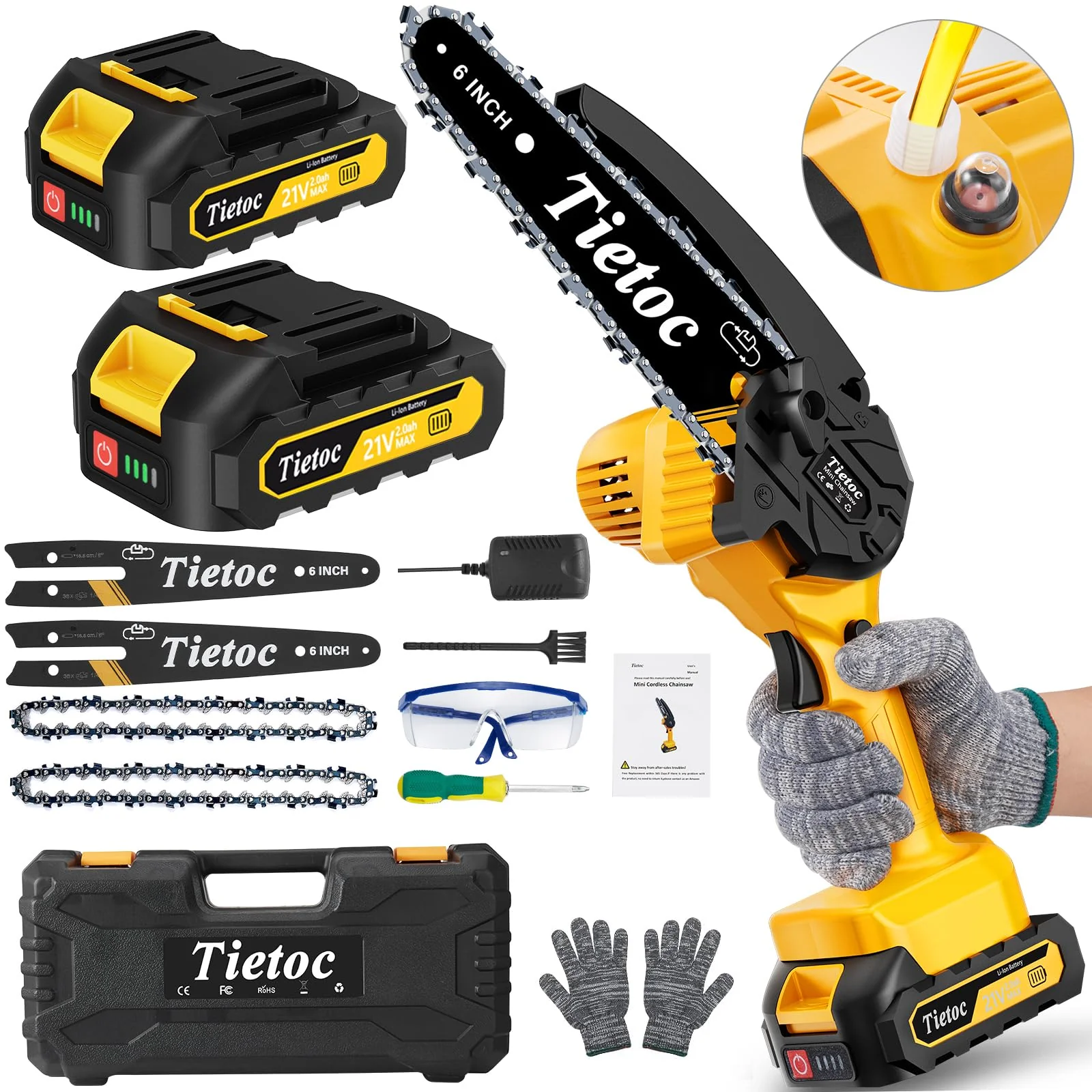 5af500c33f2790dd88bc5e95b33f8520bb1fb227fdce1ac6849924e448cdefa2.webp Tietoc Mini Cordless Chainsaw. 6 Inch Handheld Chain Saw - Image 1