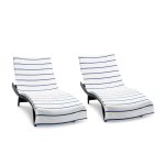 Las Rayas Pool Lounge Chair Cover 2-Pack with Fitted Top Pocket Extra Long 30x85 in.