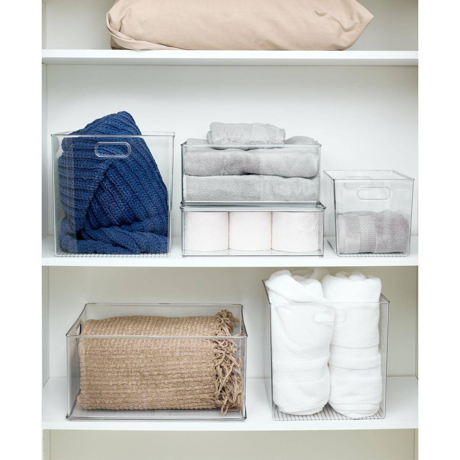 5b14cd61291c33274d929f25f9bf20e7130be98f3058a6583aa562372620ff16.jpg iDesign Small Stackable Closet Bin - Clear - 11" x 14" x 6-1/4" Height - Each - Image 1