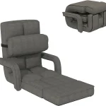 AECOJOY Floor Chair, Padded Folding Gaming Chair with 14-Level Adjustable Backrest, Portable Lazy Sofa