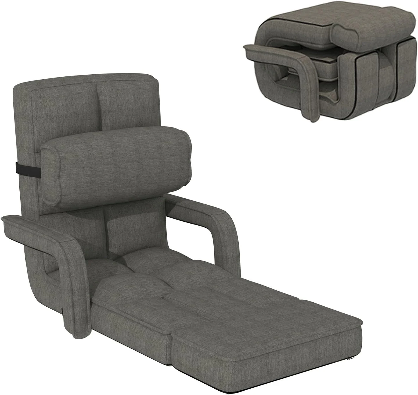 5b2a3f8fff7ca4cafcb6534fdb1733ef69f1c37387736189b4c13f2a2606aa6d.webp AECOJOY Floor Chair, Padded Folding Gaming Chair with 14-Level Adjustable Backrest, Portable Lazy Sofa - Image 1