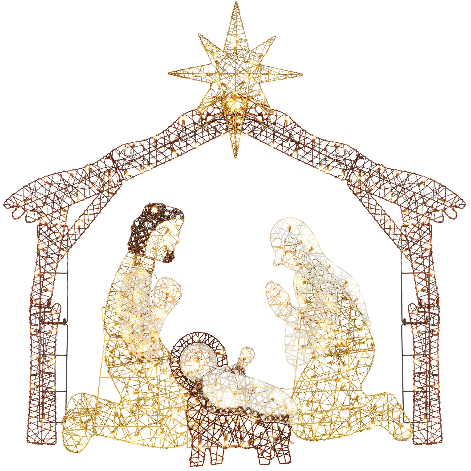 5b323d1daa0f330026cd4deab6df0026e12080bbdb302abdf2af0b5fea708f92.jpg Best Choice Products 6ft Lighted Outdoor Nativity Scene, Yard Decoration w/ 190 LED Lights, Stakes, Zip Ties - Image 1
