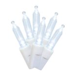 300-Count Cool White LED Mini Christmas Lights with White Wire, 61.3', Holiday Time