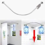 Tanxih Corner Shower Curtain Rod Adjustable Stainless Steel L Shaped Rack Drill Free Install for Bathroom, Bathtub, Clothing Store (Silver, 70-100cm