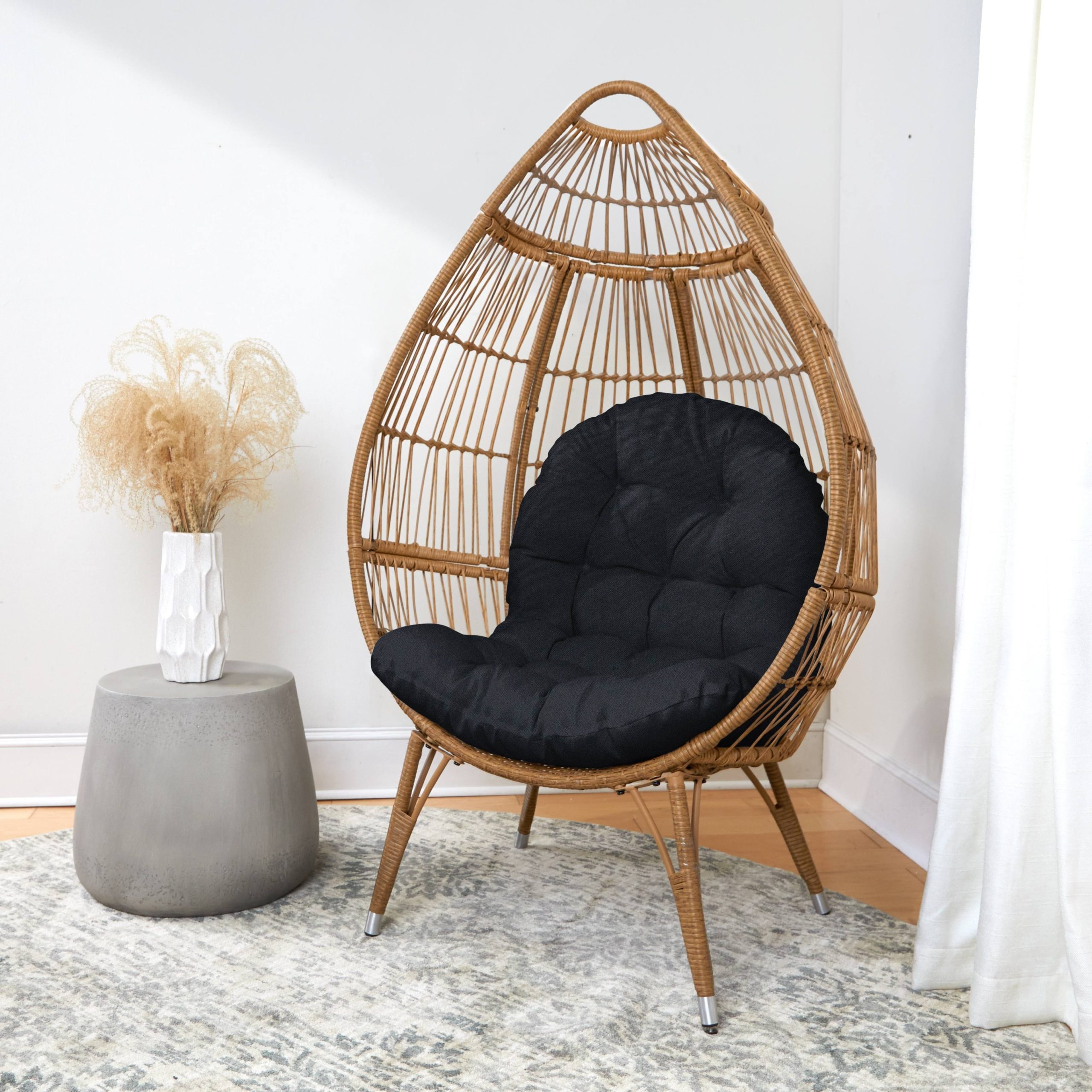 5b5ce9ae473b0f4c0adcdab248ec4c72cc6a0fd353a27893005a36ddcb0a787c.jpg Humble + Haute Indoor Egg Chair Cushion (Cushion Only) - 44 x 27 x 4 - Black - Image 1