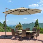 10 ft. Cantilever Patio Umbrella with Cross Base, Outdoor Offset Hanging 360-Degree in Sand