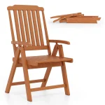 Tangkula Foldable Patio Chair All-Weather HDPE Outdoor Dining Chair with Armrest