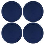 Wood Grip | Lids for Pyrex and Anchor Round Glass Containers | Lids for Pyrex Glass Containers | Replacement Lids (Blue, 4 Cups, 4 Pack)