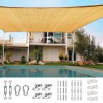 Quictent 185g HDPE Square Sun Shade Sail Canopy 98 UV Block Outdoor Patio Garden with Free Hardware Kit 24X24FT, Sand