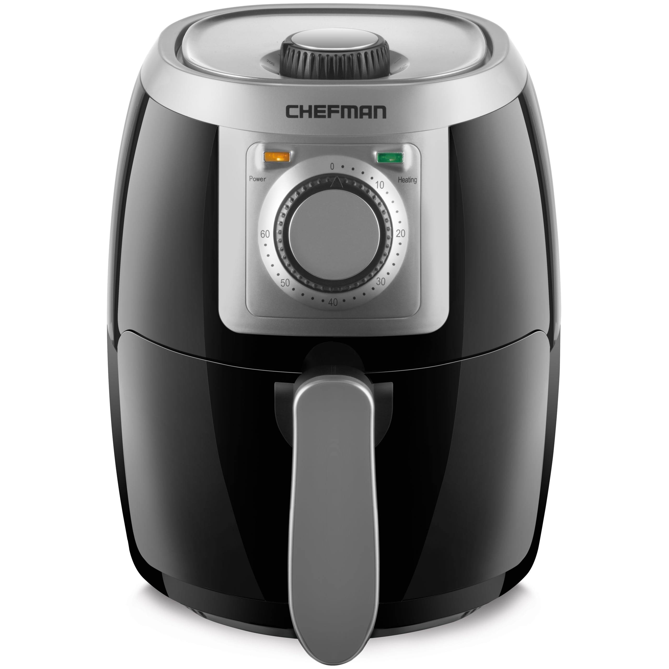 5ba6f50a63266baa0ab68203887ef64568684e75649bf3a0ca913f8a5ea7b4a9.jpg Chefman TurboFry 2 Liter Air Fryer with Adjustable Temperature Control, Black/Silver - Image 1